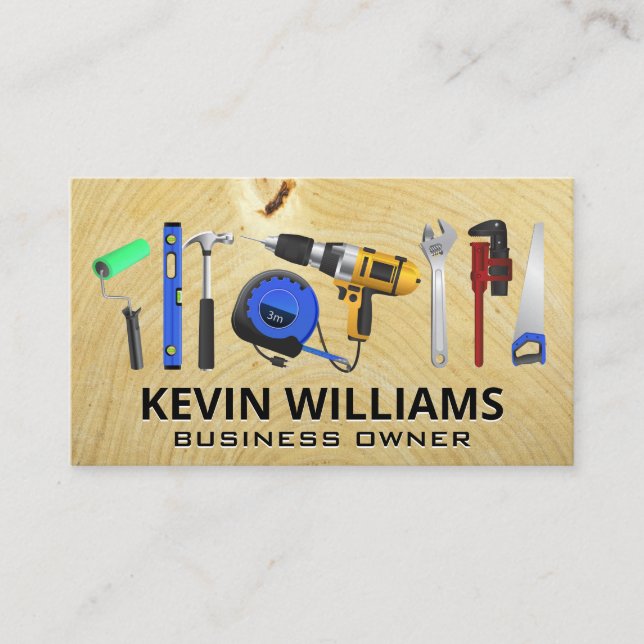 Carte De Visite Outils matériels | Grain de bois (Devant)