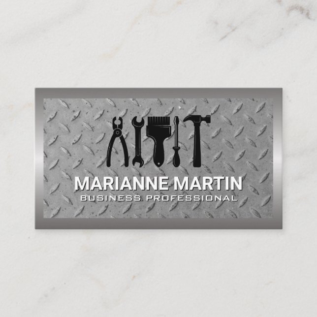 Carte De Visite Outils matériels | Métal plaqué acier (Devant)