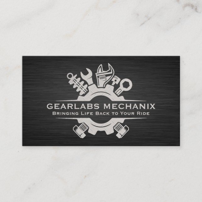 Carte De Visite Outils mécaniques à main | Logo en acier (Devant)