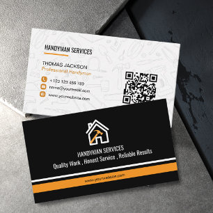 Carte De Visite Outils orange noir modernes Maison Réparation homm