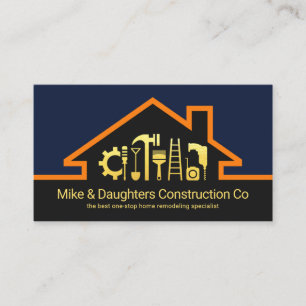 Carte De Visite Outils pour homme de main élégant sur le toit Gold