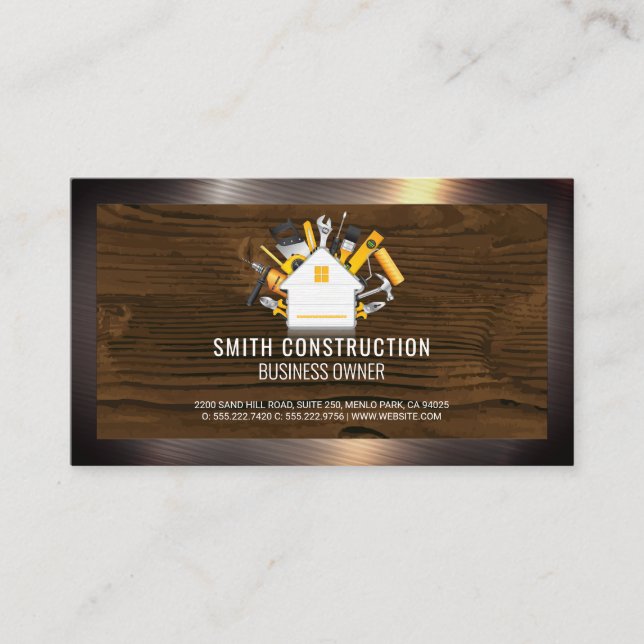 Carte De Visite Ouvrier du bâtiment | Logo de réparation à domicil (Devant)