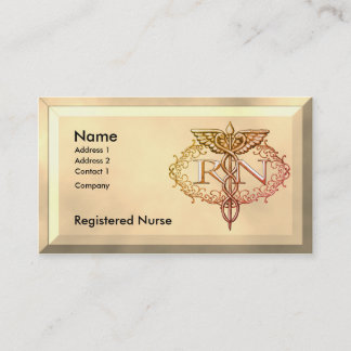 Carte De Visite Oval Gold Caduceus RN Nurse