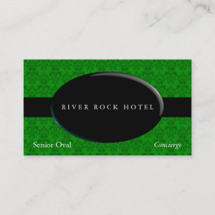 Carte De Visite Oval Obsidian sur Green Damask