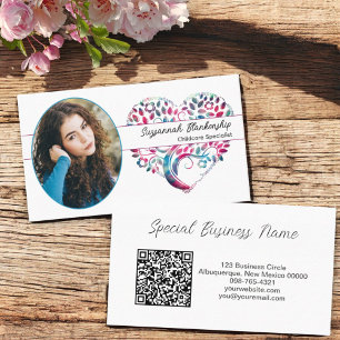 Carte De Visite Oval Photo Tree personnalisé Art & QR Code