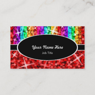 carte de visite ovale noir rouge arc-en-ciel Glitz