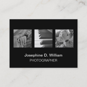 Carte De Visite Oversize 3 photos ou logo noir blanc moderne chic