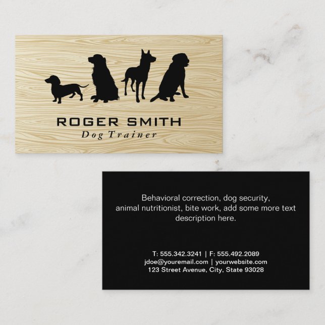 Carte De Visite Pack Canine | Chien | Grain de bois (Devant / Derrière)