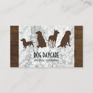 Carte De Visite Pack Canine Entraînement de chien Marbre de bois