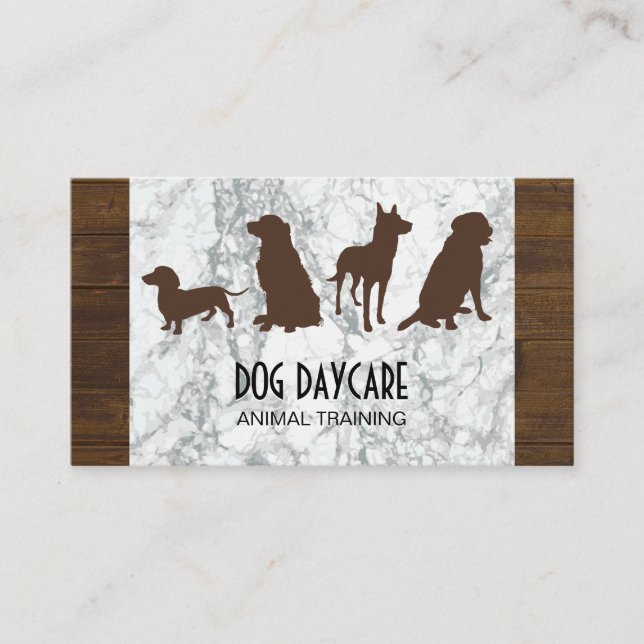 Carte De Visite Pack Canine | Entraînement de chien Marbre de bois (Devant)