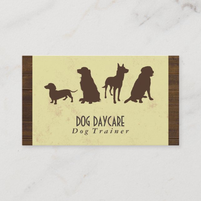 Carte De Visite Pack Canine | Entraînement de chiens (bois et tiss (Devant)
