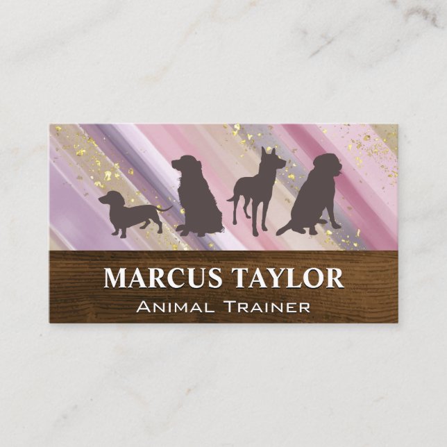 Carte De Visite Pack chien | Bois | Peint main (Devant)