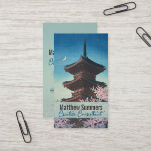 Carte De Visite Pagode de printemps japonaise vintage en gravure s