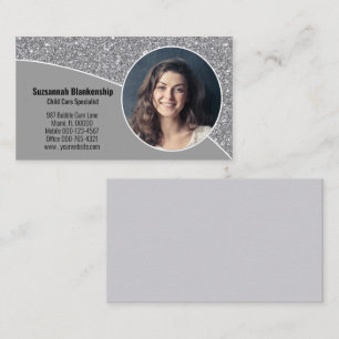 Carte De Visite Pailleté argent faux personnalisé professionnel ph