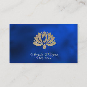 Carte De Visite Pailleté élégant professionnel Lotus Bleu Royal