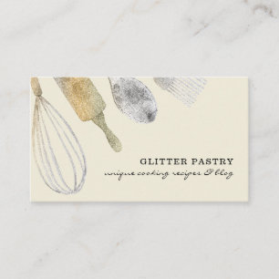 Carte De Visite Pailletterie or cuisine de pâtisserie en argent et