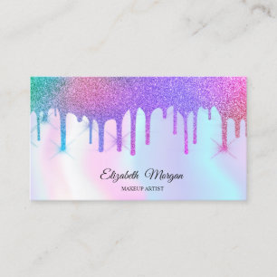 Carte De Visite Paillettes arc-en-ciel holographiques gouttes prof