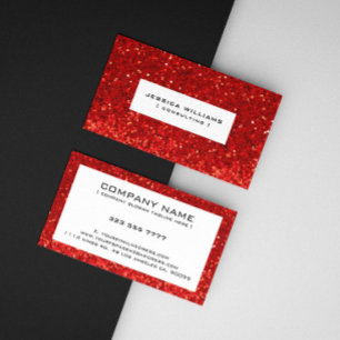 Carte De Visite Paillettes Bokeh Rouges & Étincelles avec Accents