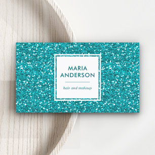 Carte De Visite Paillettes de maquillage artiste bleu aqua moderne