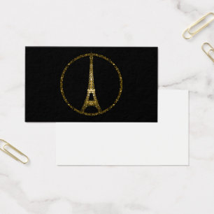 Carte de visite paillettes dorées Tour Eiffel