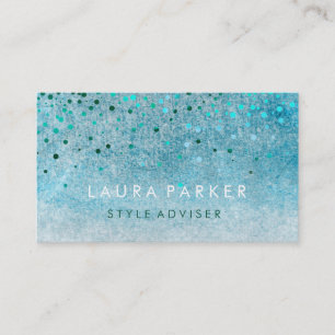 Carte De Visite Paillettes élégantes Subtil Ciel Bleu Faux Confett