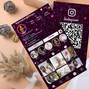 Carte De Visite Paillettes Instagram Violet Foncé