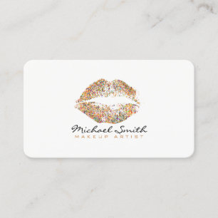 Carte De Visite Paillettes Lèvres Multicolores Maquilleur #16