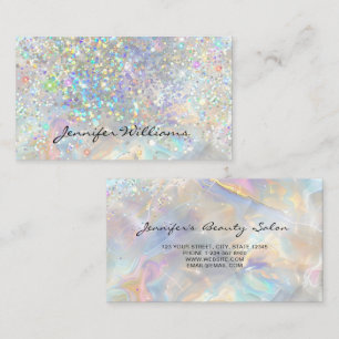 Carte De Visite Paillettes Marbrées holographiques pastel élégant