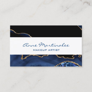 Carte de visite Paillettes Or Agate Navy