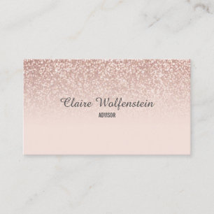 Carte De Visite Paillettes Or Rose Écriture Élégante