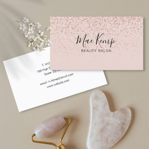 Carte De Visite Paillettes Or Rose Simple