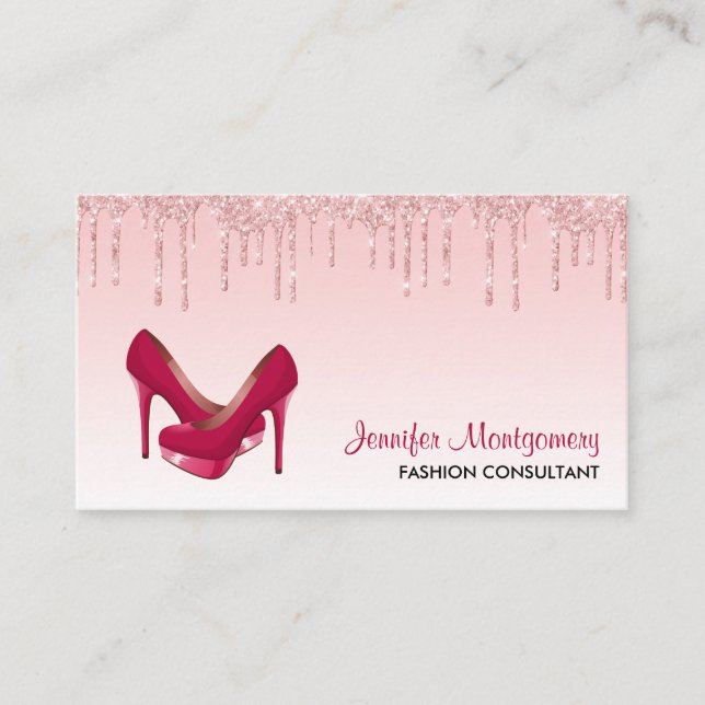 Carte De Visite Paillettes Pink Dripping (Devant)