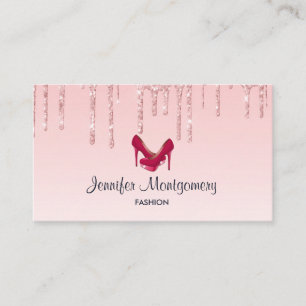 Carte De Visite Paillettes Pink Dripping