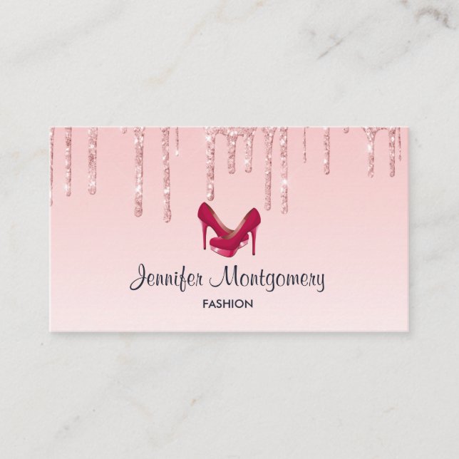 Carte De Visite Paillettes Pink Dripping (Devant)