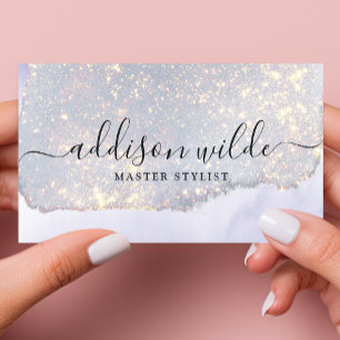 Carte De Visite Paillettes violettes holographiques Luxe Glam irid