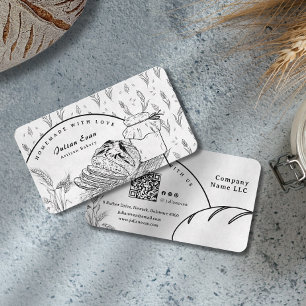 Carte De Visite Pain au levain fait maison, croquis à la main mode