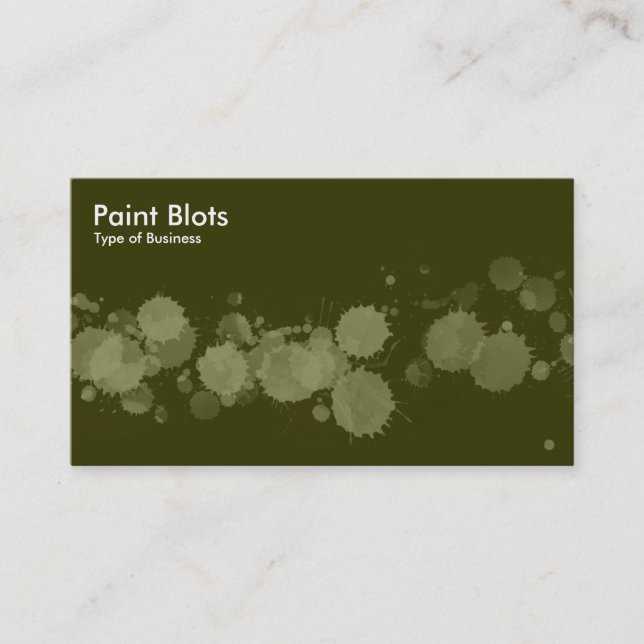 Carte De Visite Paint Blots - Khaki sur Dk Olive (Devant)