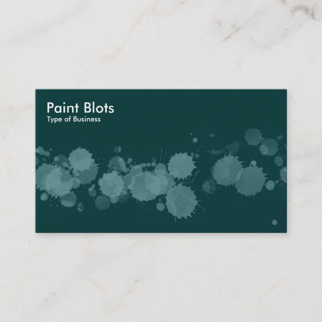 Carte De Visite Paint Blots - Ocean Green sur Dk Green (Devant)