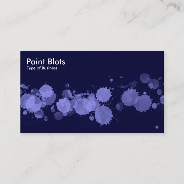 Carte De Visite Paint Blots - Pastel Blue sur Dk Navy (Devant)