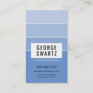 Carte De Visite PAINT MODERNE CHIP simple à claire ombre bleu moye
