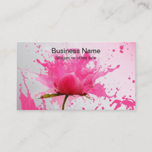 Carte De Visite Paint Splatter Abstrait Fleur Rose