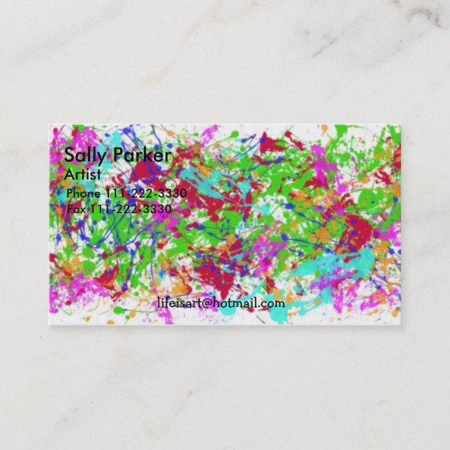 Carte De Visite paint-splatters-1, sortie Parker, artiste, (Devant)