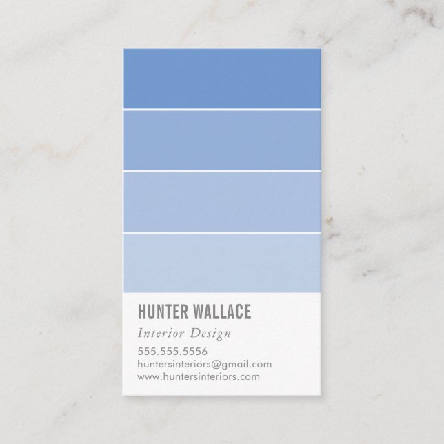 Carte De Visite PAINT SWATCH CHIP moderne ombre periwinkle bleu (Devant)