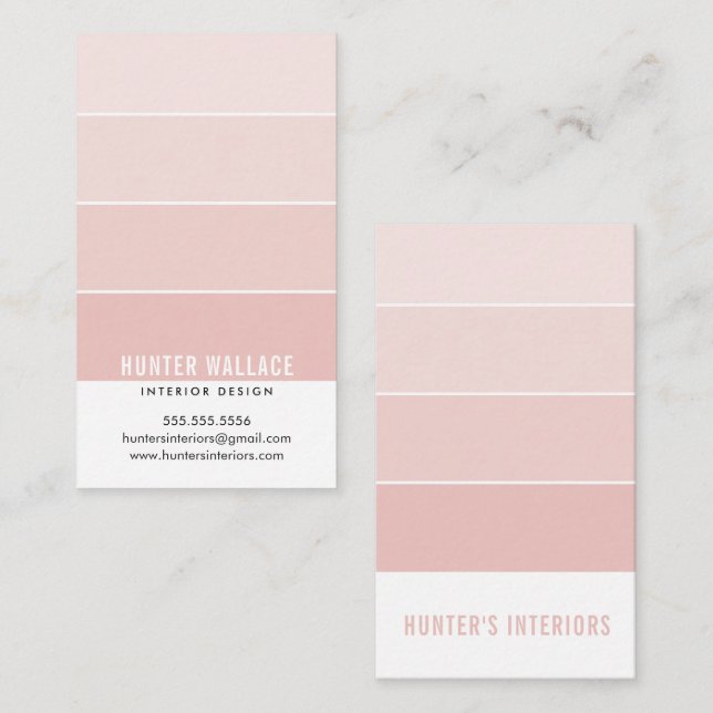 Carte De Visite PAINT SWATT CHIP intérieur moderne ombre rose ciel (Devant / Derrière)