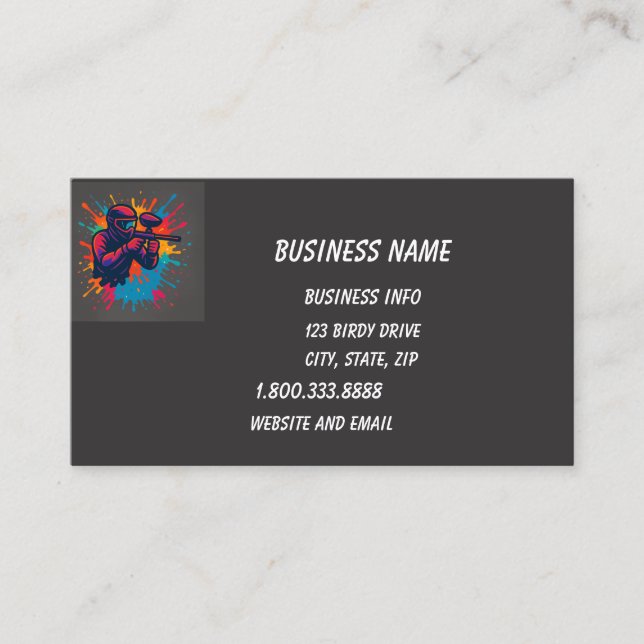 Carte De Visite Paintball Logo Joueur Pop Art Graphisme (Devant)