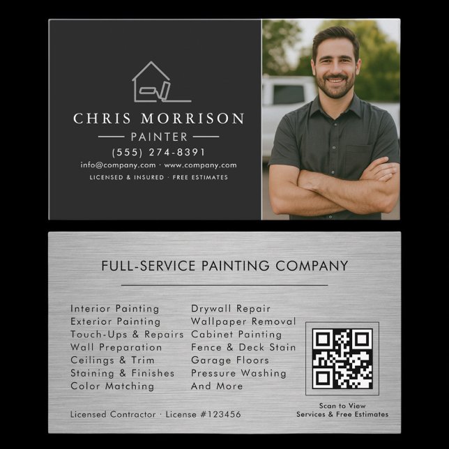 Carte De Visite Painting Service Photo QR Code Professional (Créateur téléchargé)