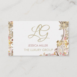 Carte De Visite Paisley Gold Ruby Luxe Élégant Script