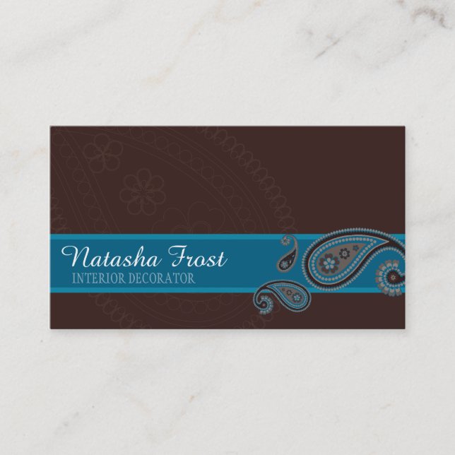 Carte De Visite PAISLEY MOTIF mignon jolie rétro turquoise turquoi (Devant)