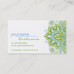 Carte De Visite Paisley vert-bleu