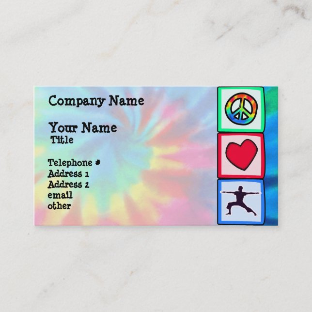 Carte De Visite Paix, amour, yoga (Devant)